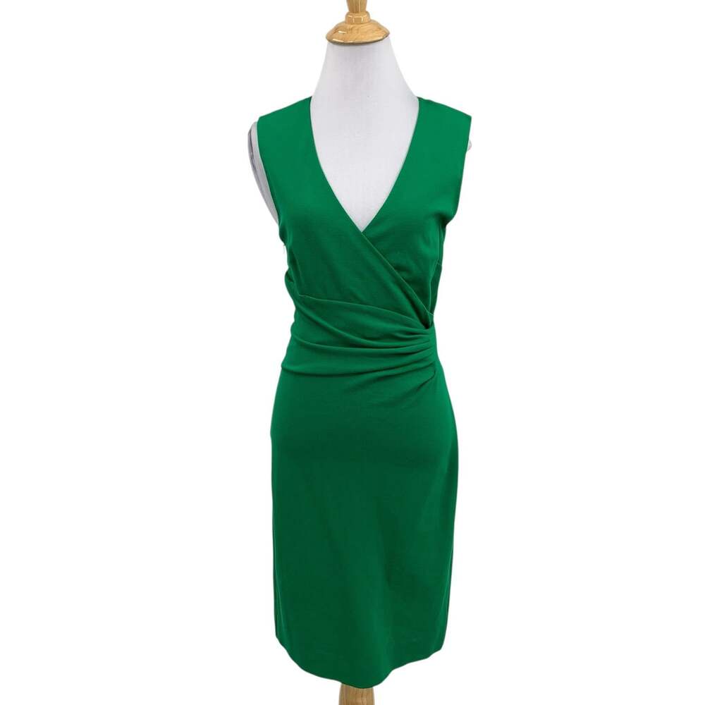Diane Von Furstenberg Dress Womens 2 Clover Layne Ruched Side Zip Plunge V Neck